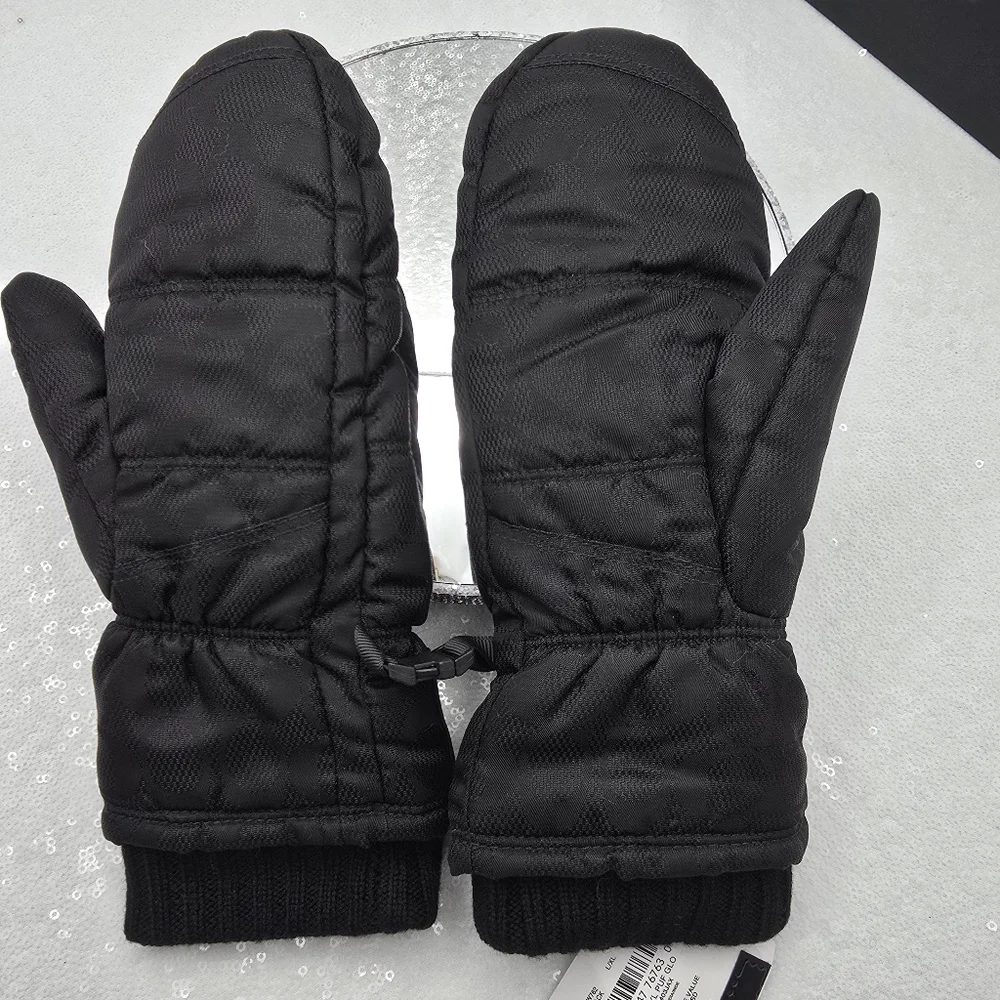 Coach Signature Black Puffer Mittens Women's L/XL
